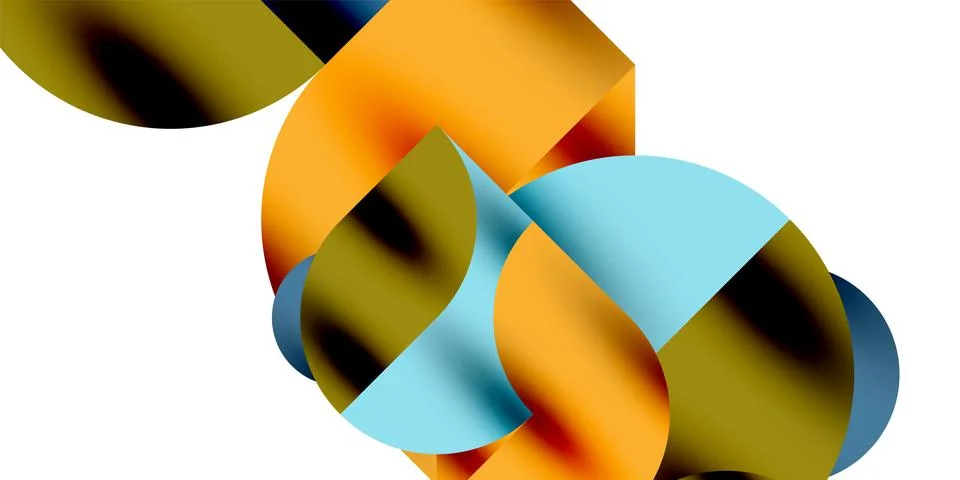 Tech minimal circular shapes geometric art. Vector modern circles 库存插图