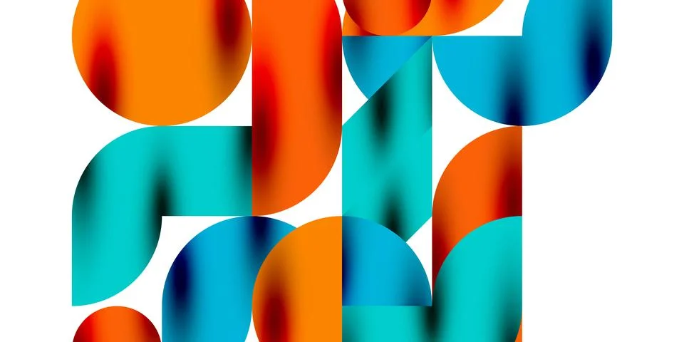 Tech minimal circular shapes geometric art. Vector modern circles Stock Illustration