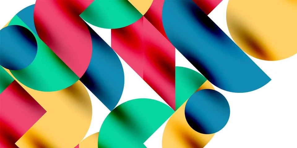 Tech minimal circular shapes geometric art. Vector modern circles イラスト素材