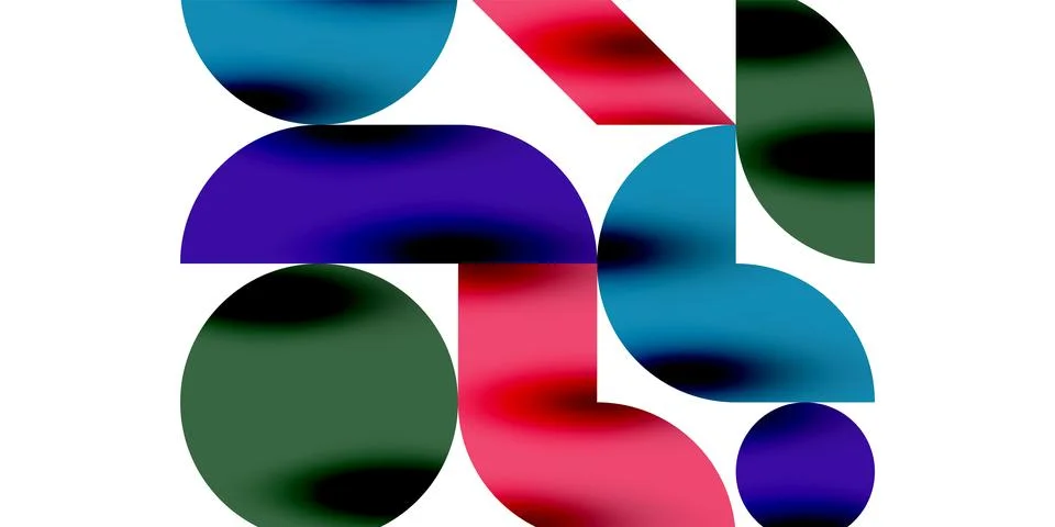 Tech minimal circular shapes geometric art. Vector modern circles 스톡 일러스트