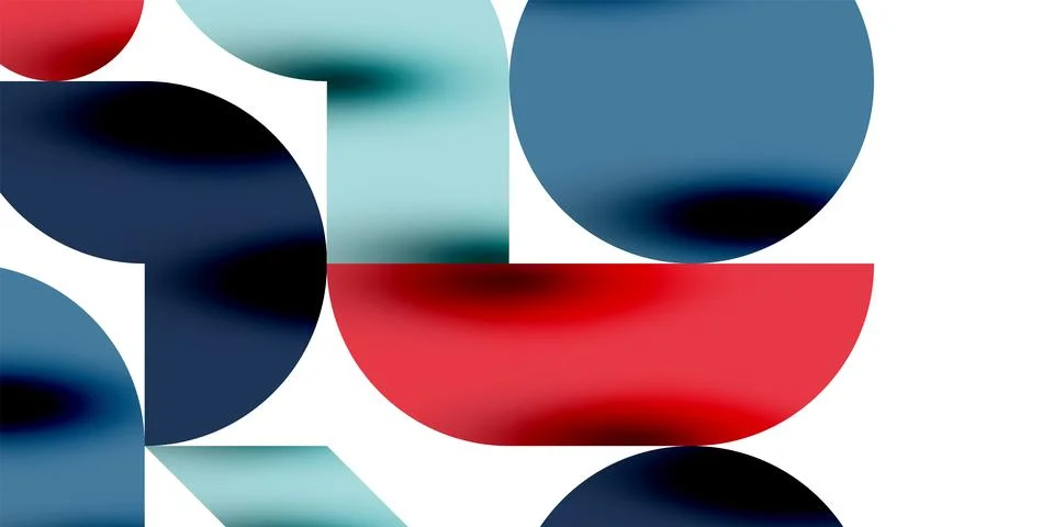 Tech minimal circular shapes geometric art. Vector modern circles Stock Illustration