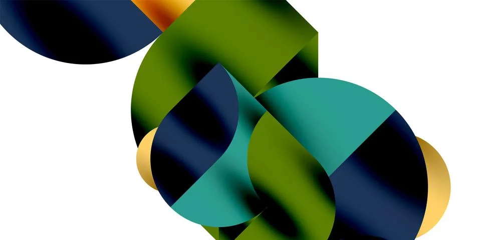 Tech minimal circular shapes geometric art. Vector modern circles Illustrazione stock