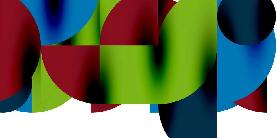 Tech minimal circular shapes geometric art. Vector modern circles Stock Illustration