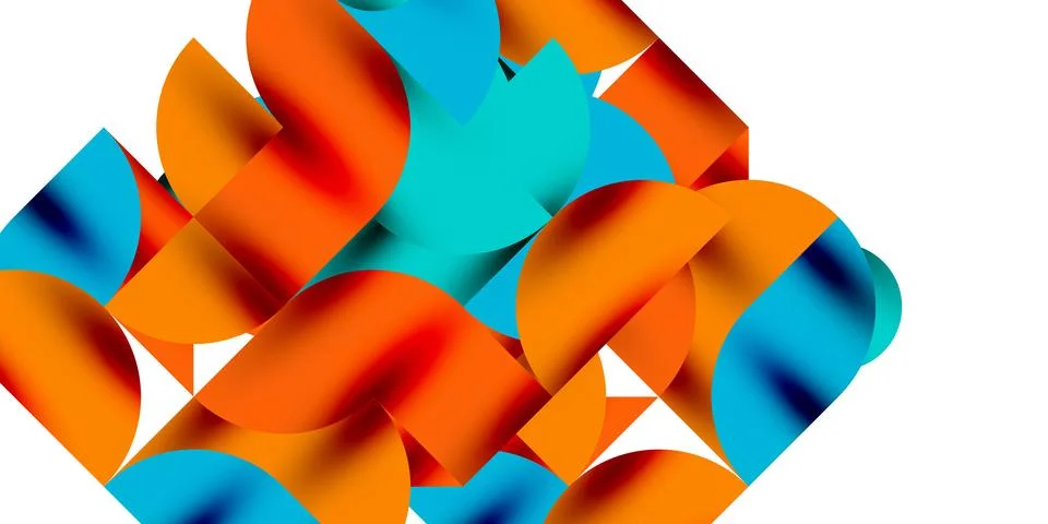 Tech minimal circular shapes geometric art. Vector modern circles Stock Illustration