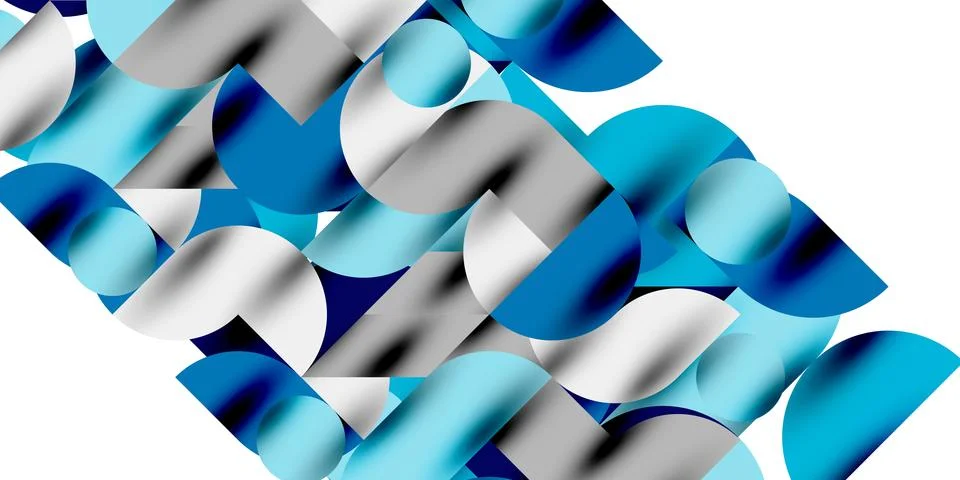 Tech minimal circular shapes geometric art. Vector modern circles Stock Illustration