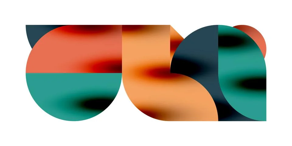 Tech minimal circular shapes geometric art. Vector modern circles Stock Illustration