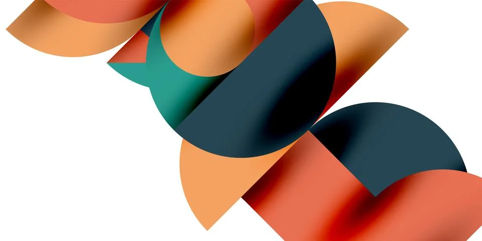 Tech minimal circular shapes geometric art. Vector modern circles 스톡 일러스트