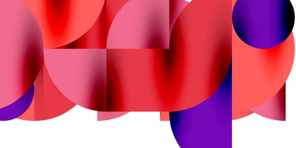 Tech minimal circular shapes geometric art. Vector modern circles Illustrazione stock