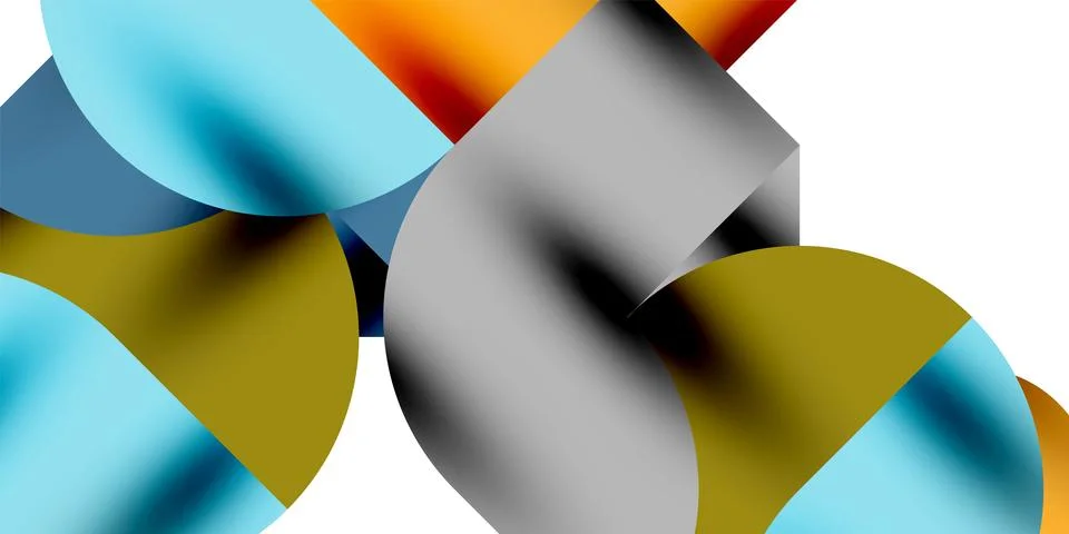 Tech minimal circular shapes geometric art. Vector modern circles Illustrazione stock