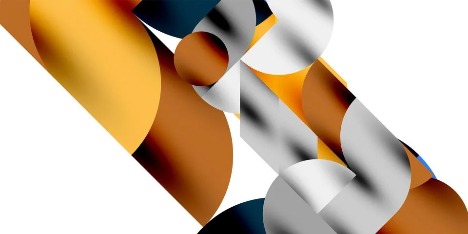 Tech minimal circular shapes geometric art. Vector modern circles Stock Illustration