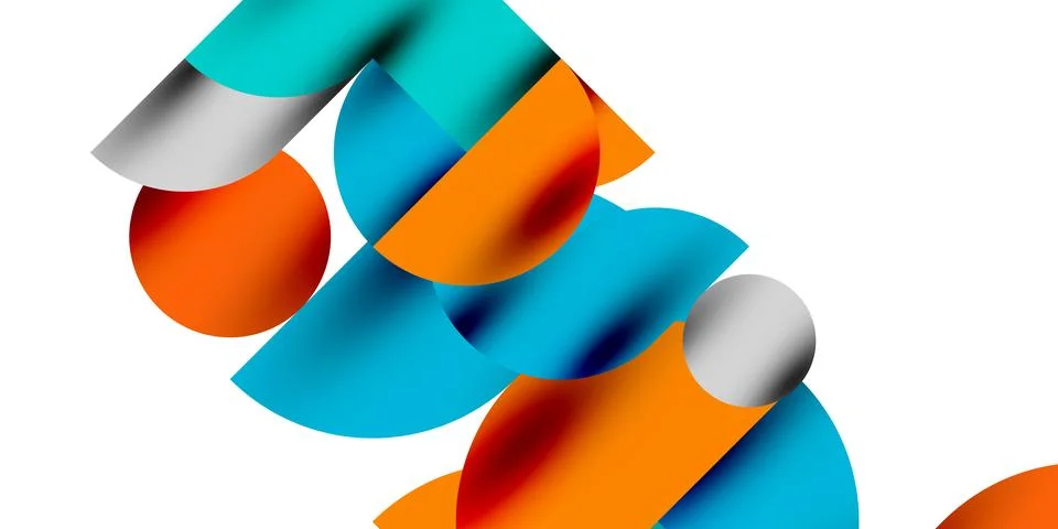 Tech minimal circular shapes geometric art. Vector modern circles Illustrazione stock