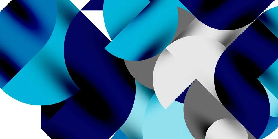 Tech minimal circular shapes geometric art. Vector modern circles Illustrazione stock
