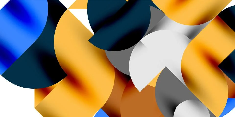 Tech minimal circular shapes geometric art. Vector modern circles イラスト素材