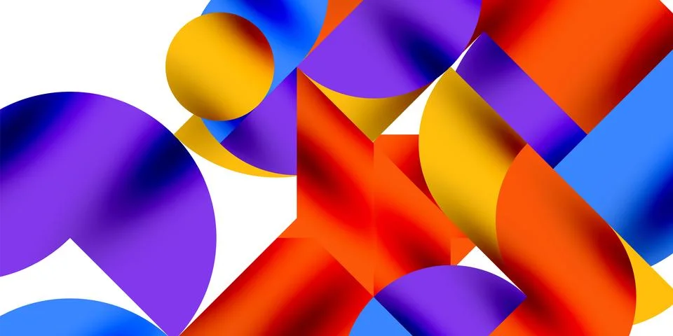 Tech minimal circular shapes geometric art. Vector modern circles Illustrazione stock