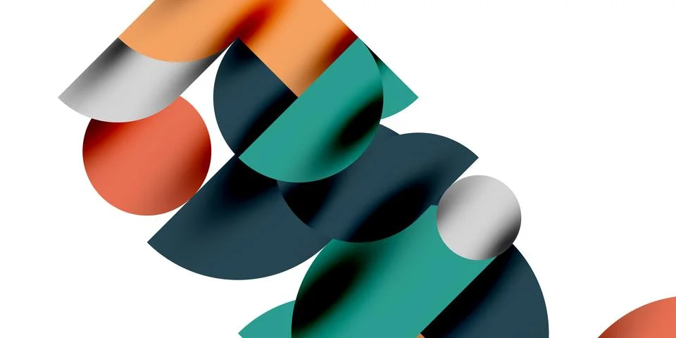 Tech minimal circular shapes geometric art. Vector modern circles Stock Illustration