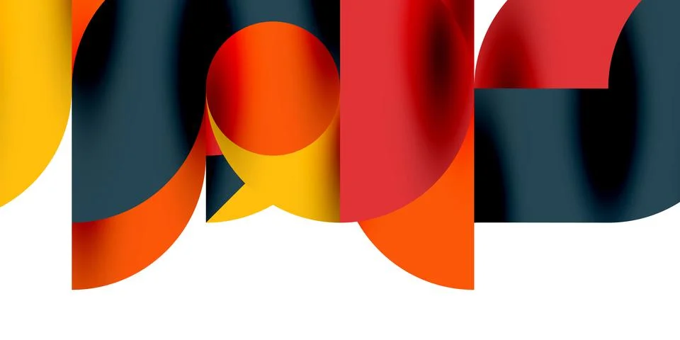 Tech minimal circular shapes geometric art. Vector modern circles Stock Illustration