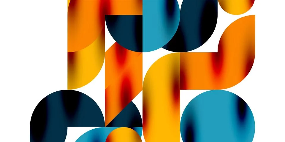 Tech minimal circular shapes geometric art. Vector modern circles 스톡 일러스트