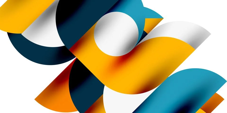 Tech minimal circular shapes geometric art. Vector modern circles Stock Illustration
