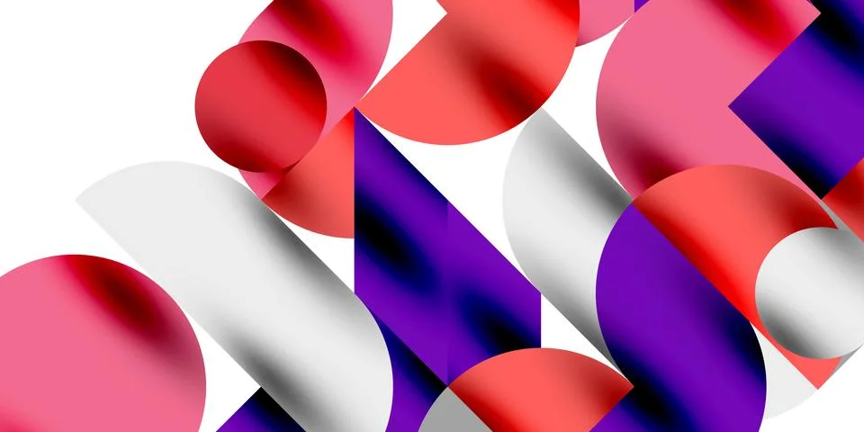 Tech minimal circular shapes geometric art. Vector modern circles Illustrazione stock