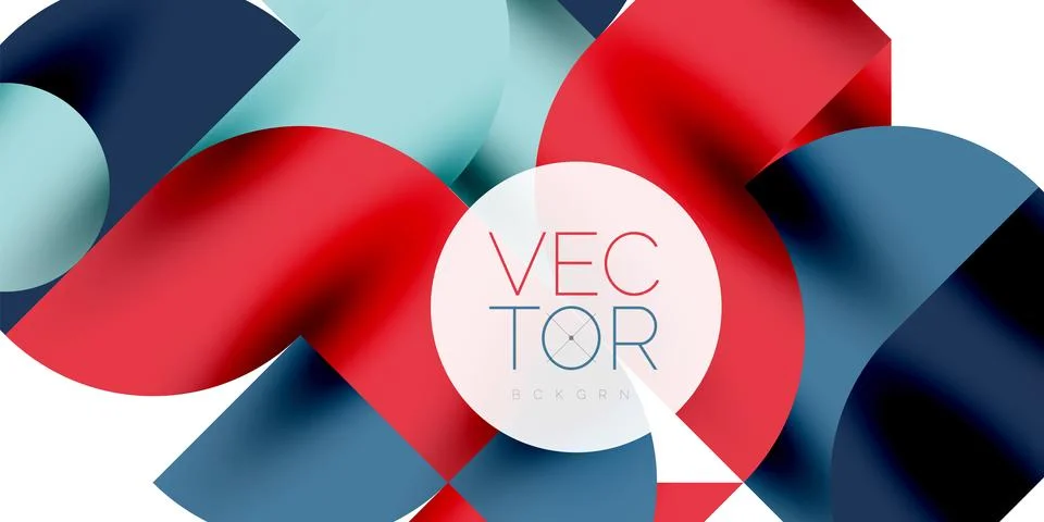 Tech minimal circular shapes geometric art. Vector modern circles Stock Illustration