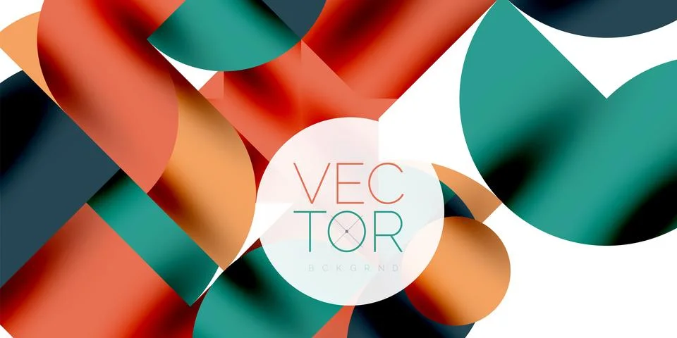 Tech minimal circular shapes geometric art. Vector modern circles Illustrazione stock