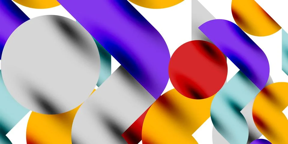 Tech minimal circular shapes geometric art. Vector modern circles Stock Illustration