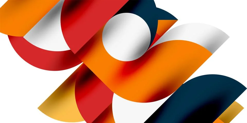 Tech minimal circular shapes geometric art. Vector modern circles Stock Illustration
