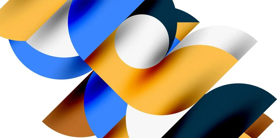 Tech minimal circular shapes geometric art. Vector modern circles Stock Illustration