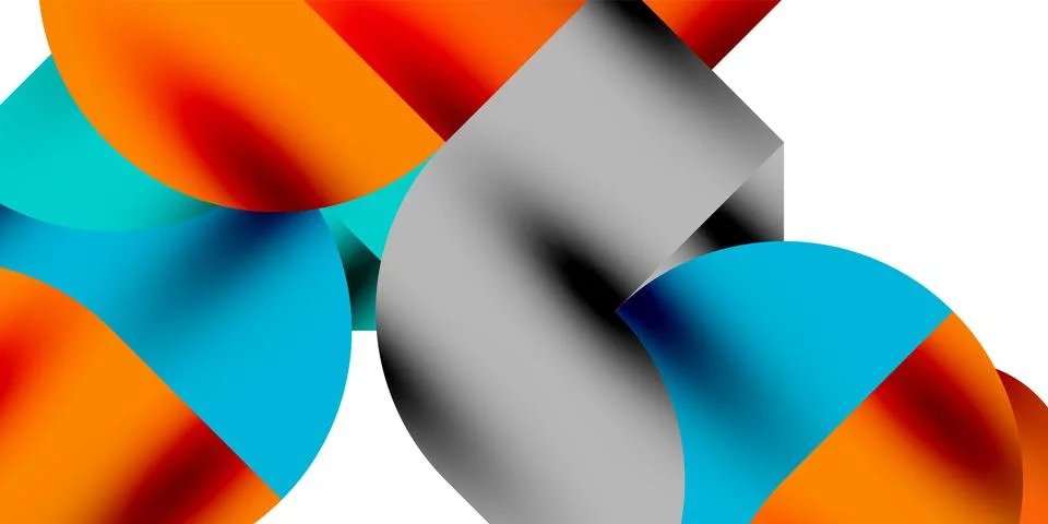 Tech minimal circular shapes geometric art. Vector modern circles Stock Illustration