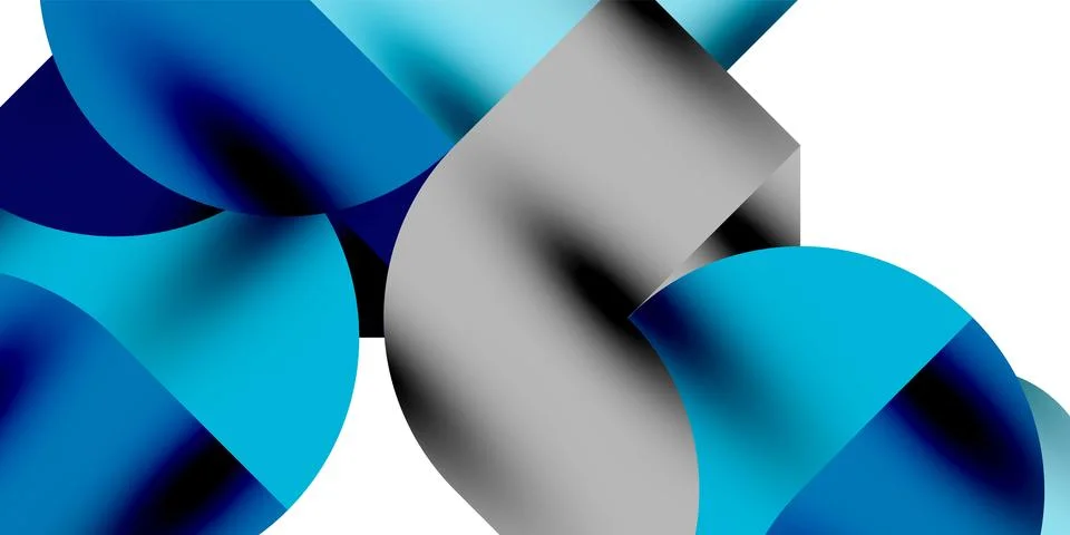 Tech minimal circular shapes geometric art. Vector modern circles Stock Illustration