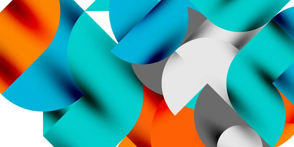 Tech minimal circular shapes geometric art. Vector modern circles Illustrazione stock