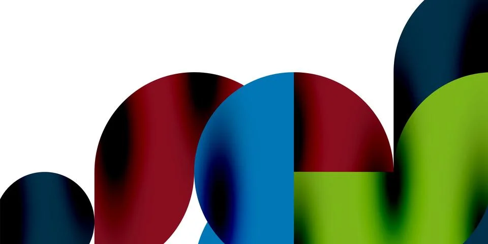 Tech minimal circular shapes geometric art. Vector modern circles Stock Illustration