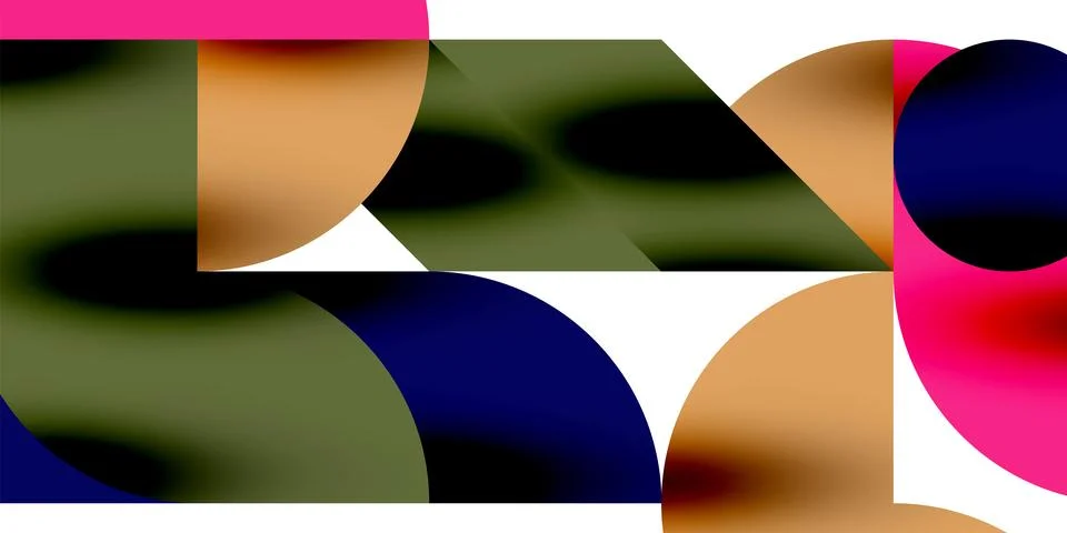 Tech minimal circular shapes geometric art. Vector modern circles Stock Illustration