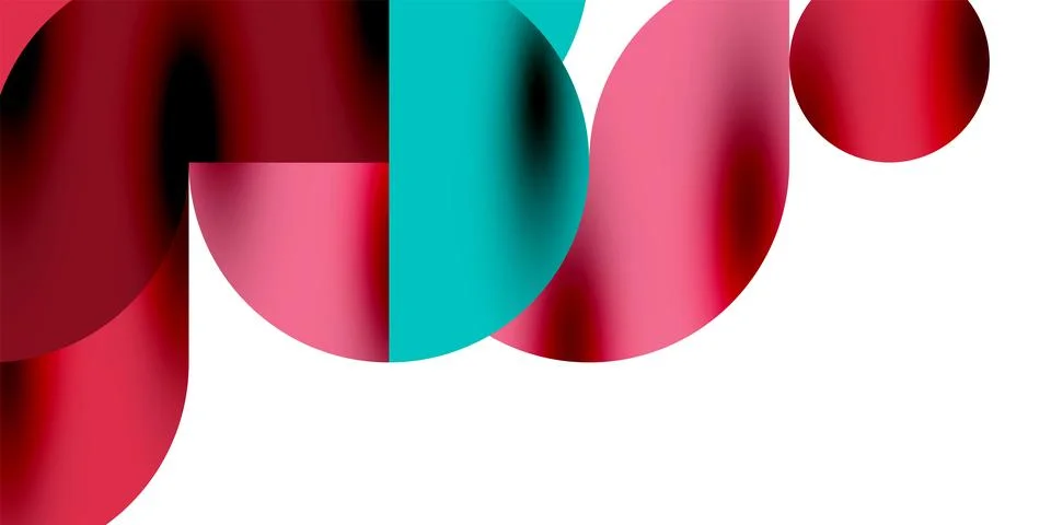 Tech minimal circular shapes geometric art. Vector modern circles Stock Illustration