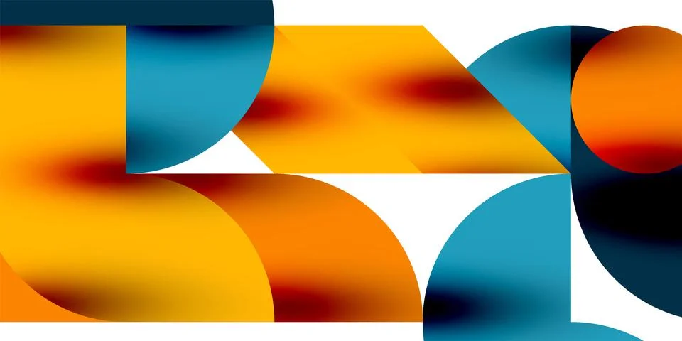 Tech minimal circular shapes geometric art. Vector modern circles Stock Illustration