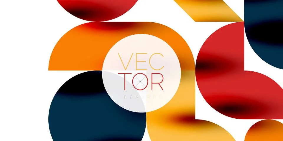 Tech minimal circular shapes geometric art. Vector modern circles Illustrazione stock