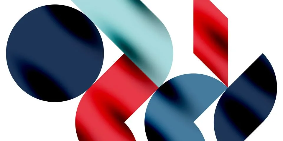 Tech minimal circular shapes geometric art. Vector modern circles Stock Illustration