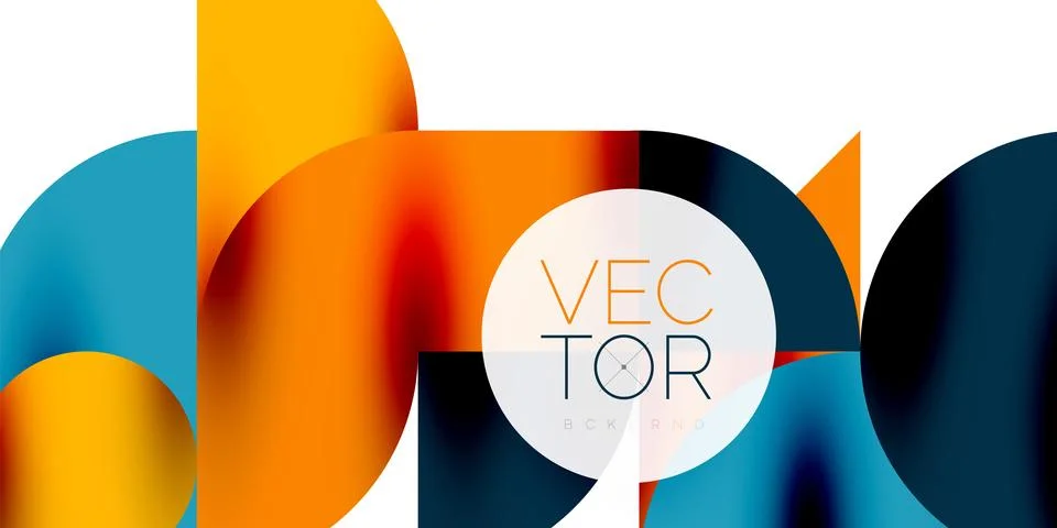 Tech minimal circular shapes geometric art. Vector modern circles 스톡 일러스트