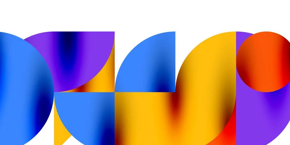 Tech minimal circular shapes geometric art. Vector modern circles Illustrazione stock