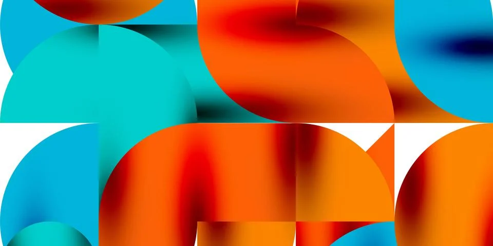 Tech minimal circular shapes geometric art. Vector modern circles Stock Illustration