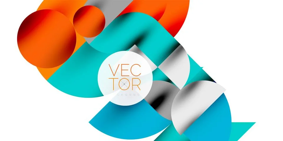 Tech minimal circular shapes geometric art. Vector modern circles Stock Illustration