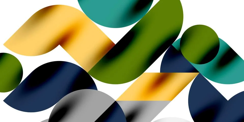 Tech minimal circular shapes geometric art. Vector modern circles Stock Illustration