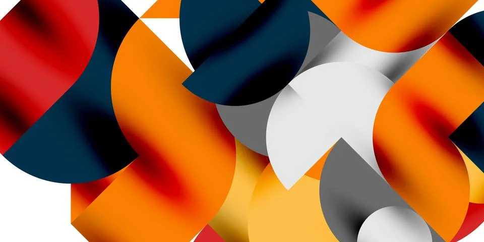 Tech minimal circular shapes geometric art. Vector modern circles Stock Illustration