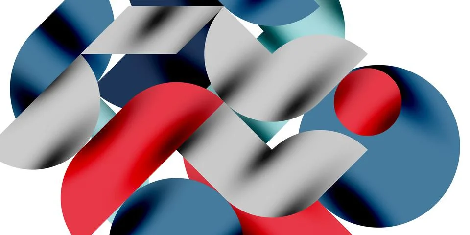 Tech minimal circular shapes geometric art. Vector modern circles Illustrazione stock