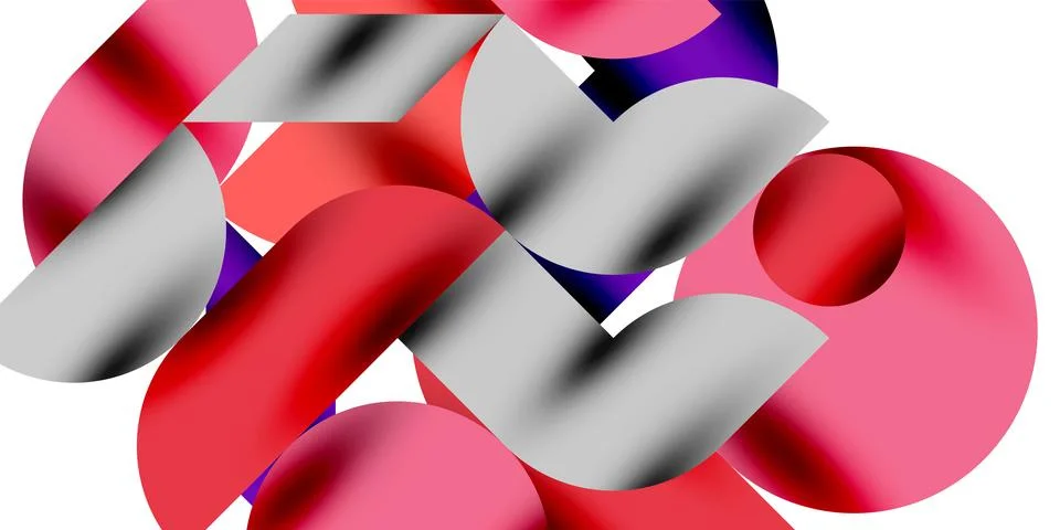Tech minimal circular shapes geometric art. Vector modern circles 스톡 일러스트