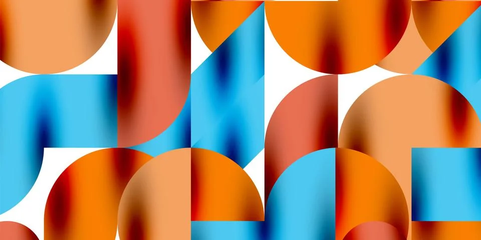 Tech minimal circular shapes geometric art. Vector modern circles Stock Illustration