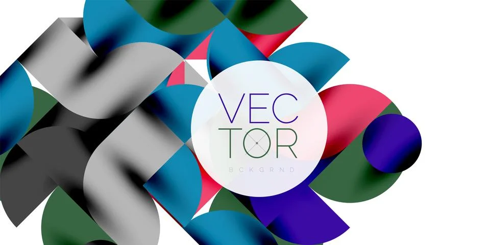 Tech minimal circular shapes geometric art. Vector modern circles Illustrazione stock