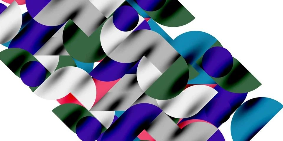 Tech minimal circular shapes geometric art. Vector modern circles Stock Illustration