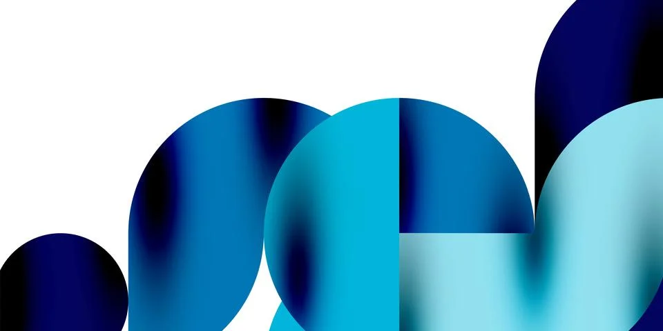 Tech minimal circular shapes geometric art. Vector modern circles Stock Illustration