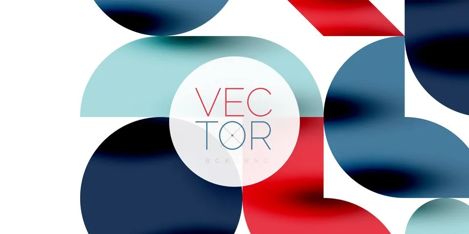 Tech minimal circular shapes geometric art. Vector modern circles Stock Illustration